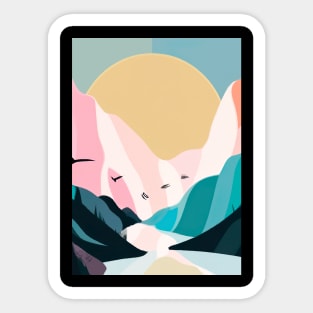 Forest Mountains Sunset Sticker